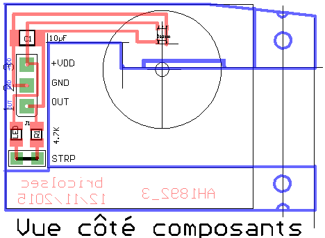 Schema electrique avec capteur a effet hall a fourche