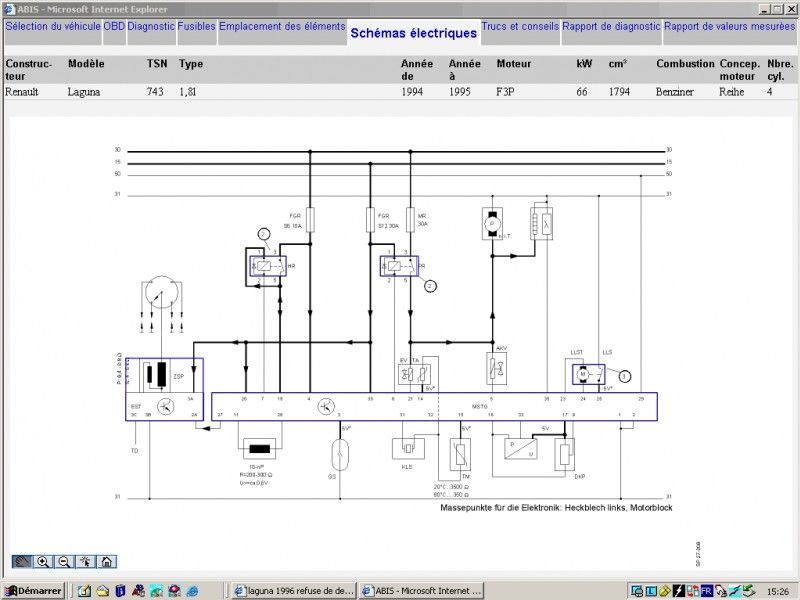 Schema electrique laguna 1 phase 1