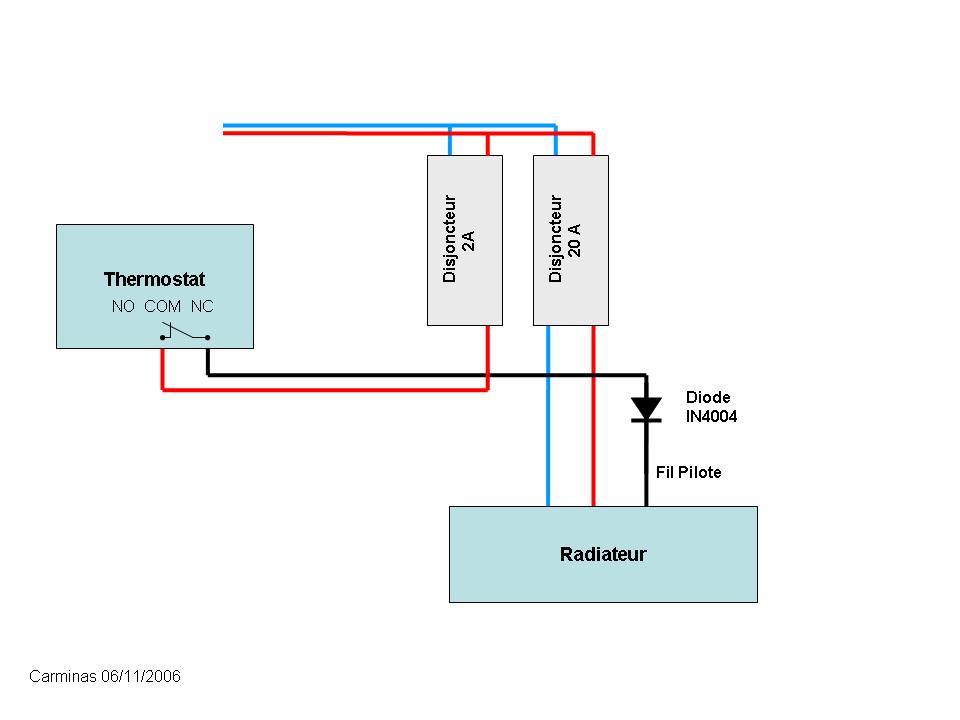 Schema installation chauffage electrique avec fil pilote