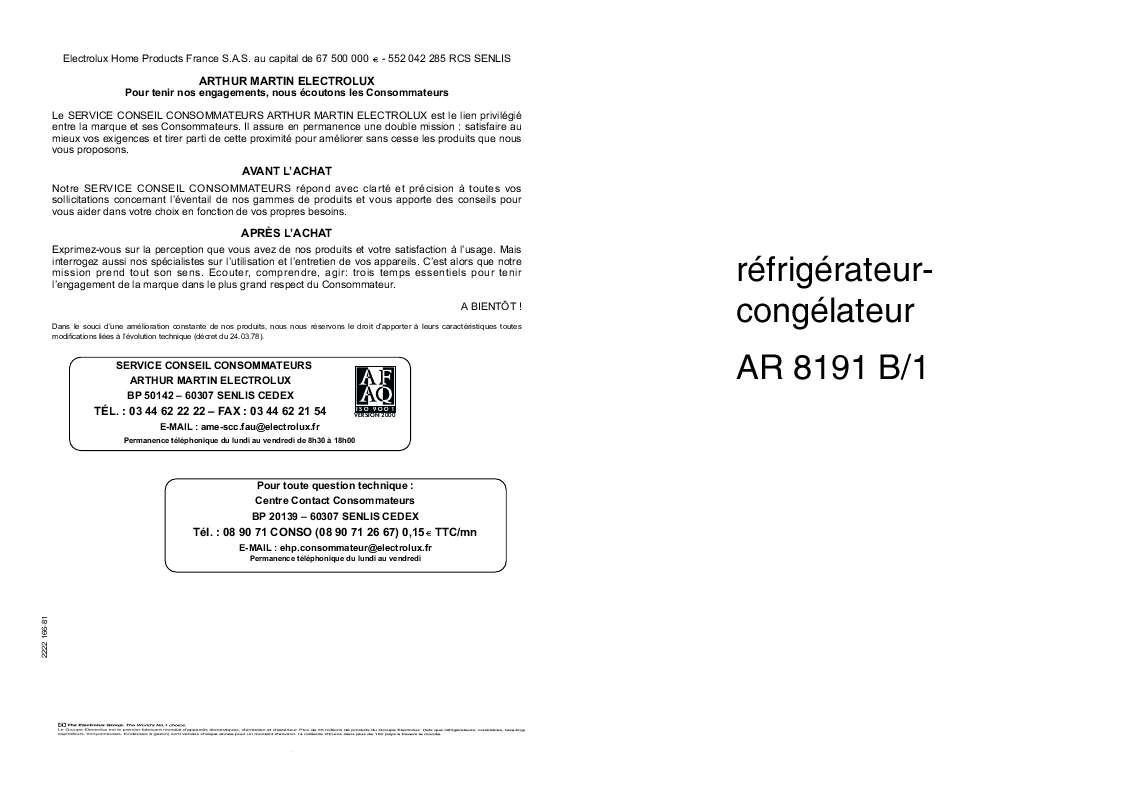 Schema electrique congelateur arthur martin
