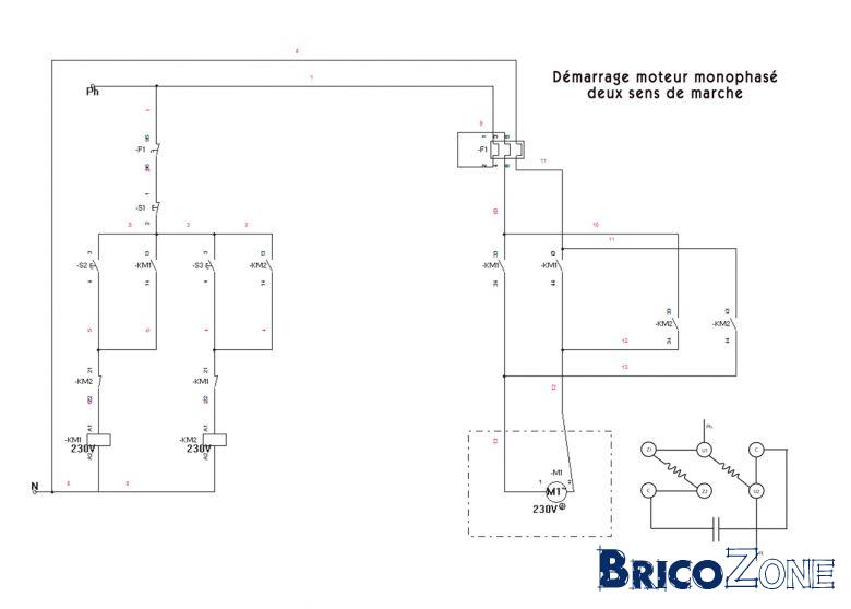 Schema electrique moteur triphase 2 sens rotation