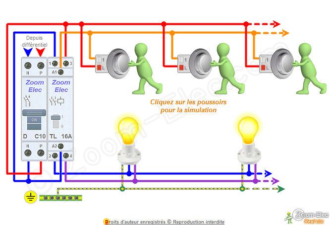 Schéma électrique bouton poussoir lumineux
