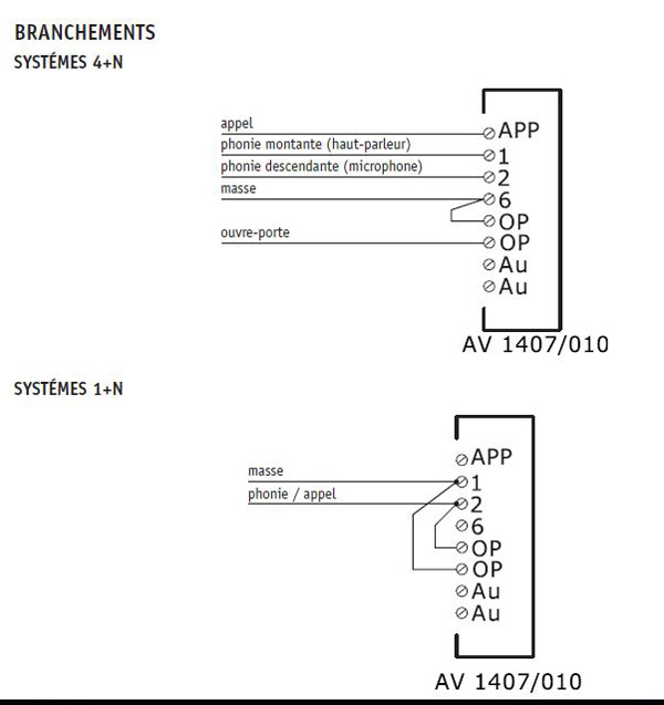 Schema electrique interphone 5 fils