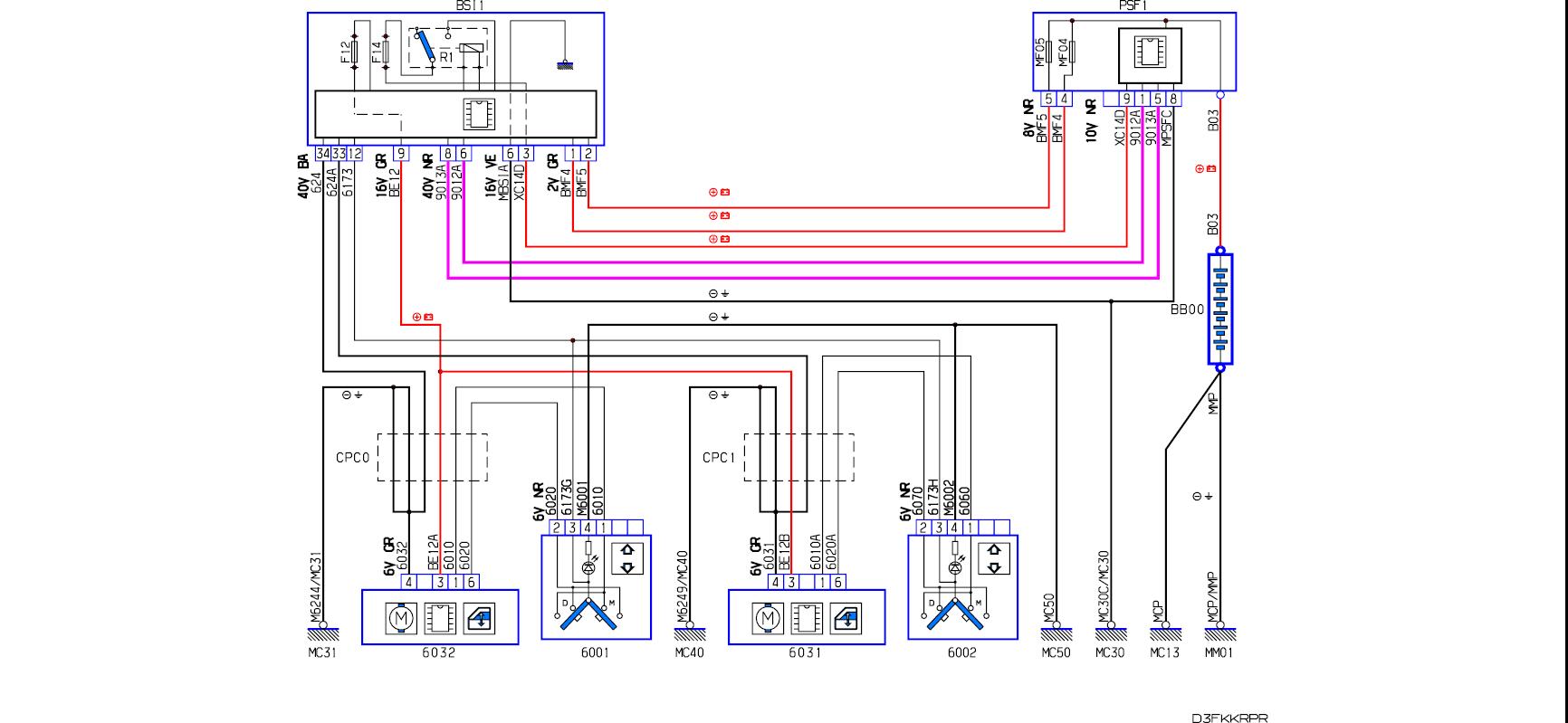 Schema electrique moteur leve vitre