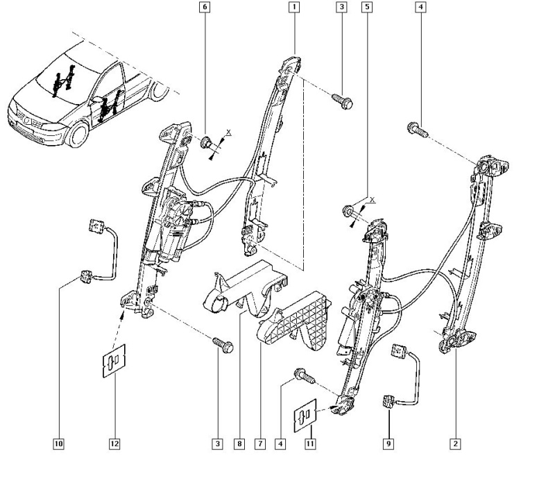 Schema electrique leve vitre megane scenic