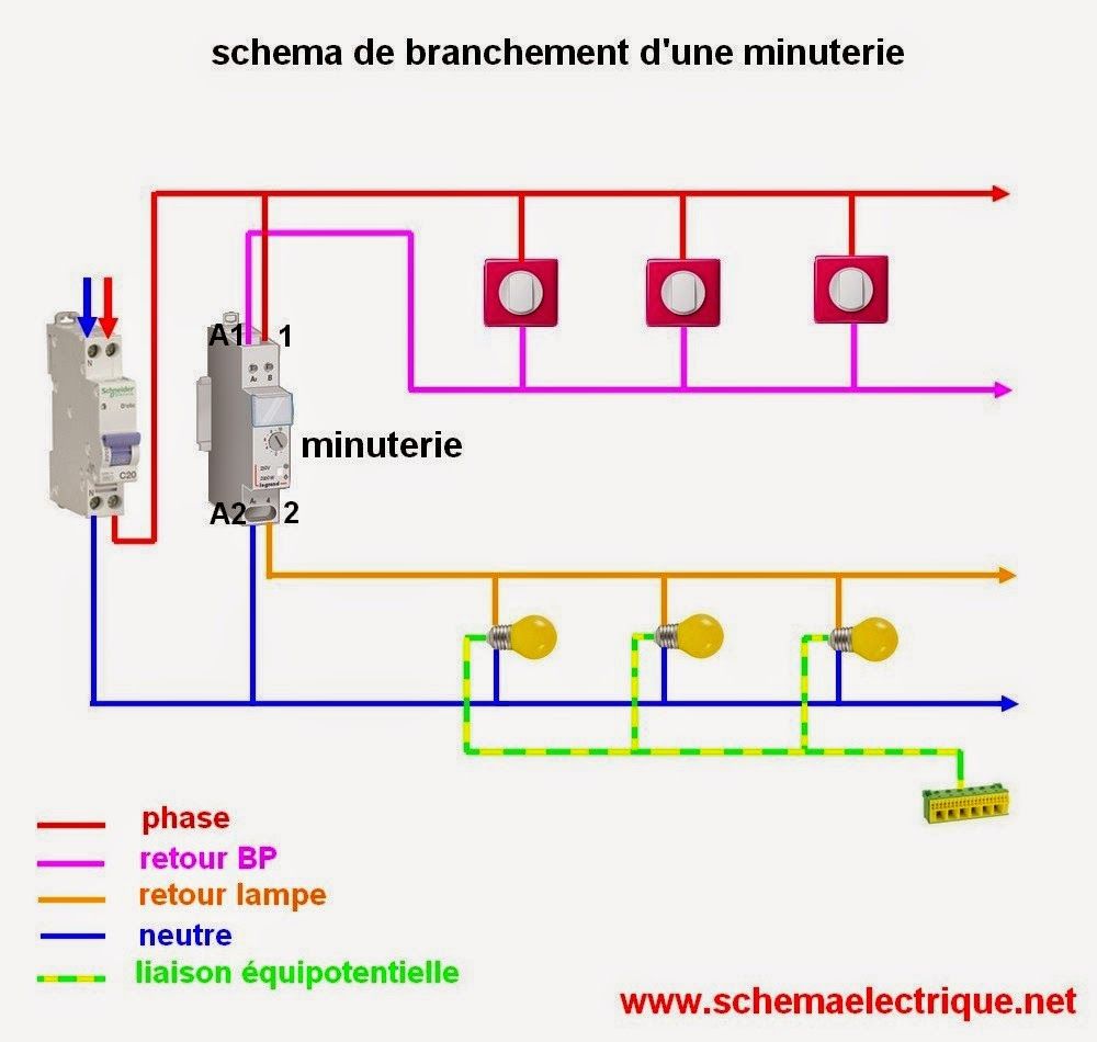 Schema electrique interrupteur avec minuterie