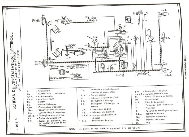 Peugeot 203 schema electrique