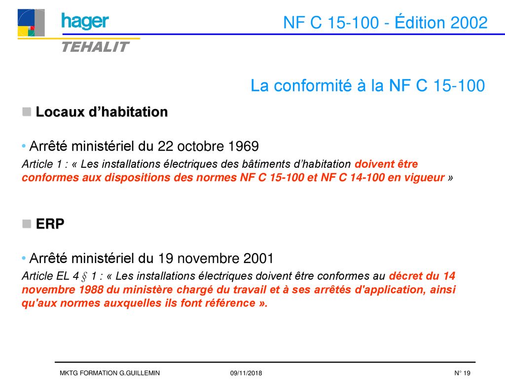 Norme electrique erp nf
