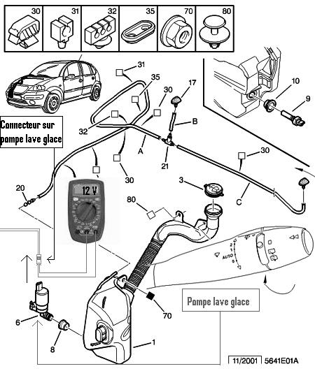 Schema electrique pompe lave glace scenic