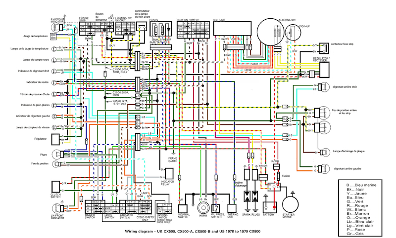 Honda cx 500 schema electrique