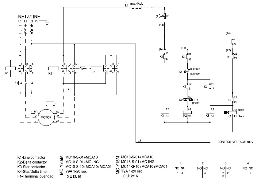 Schéma electrique triangle entre deux contacteur