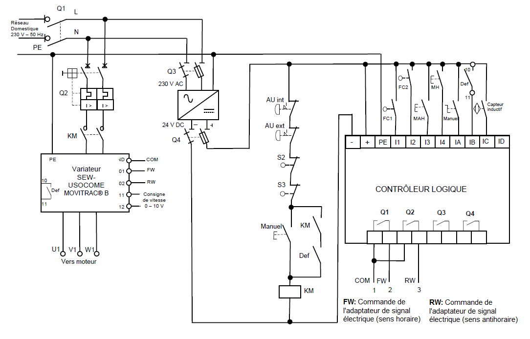 Schema electrique moteur marche arret
