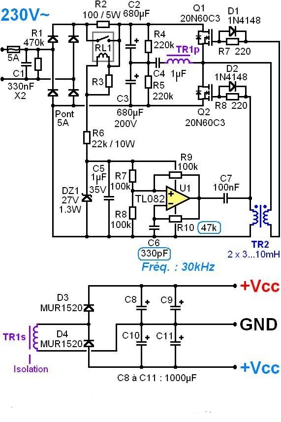 Schema electrique alimentation a decoupage