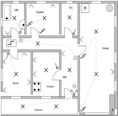 Schéma architectural électrique d'une maison