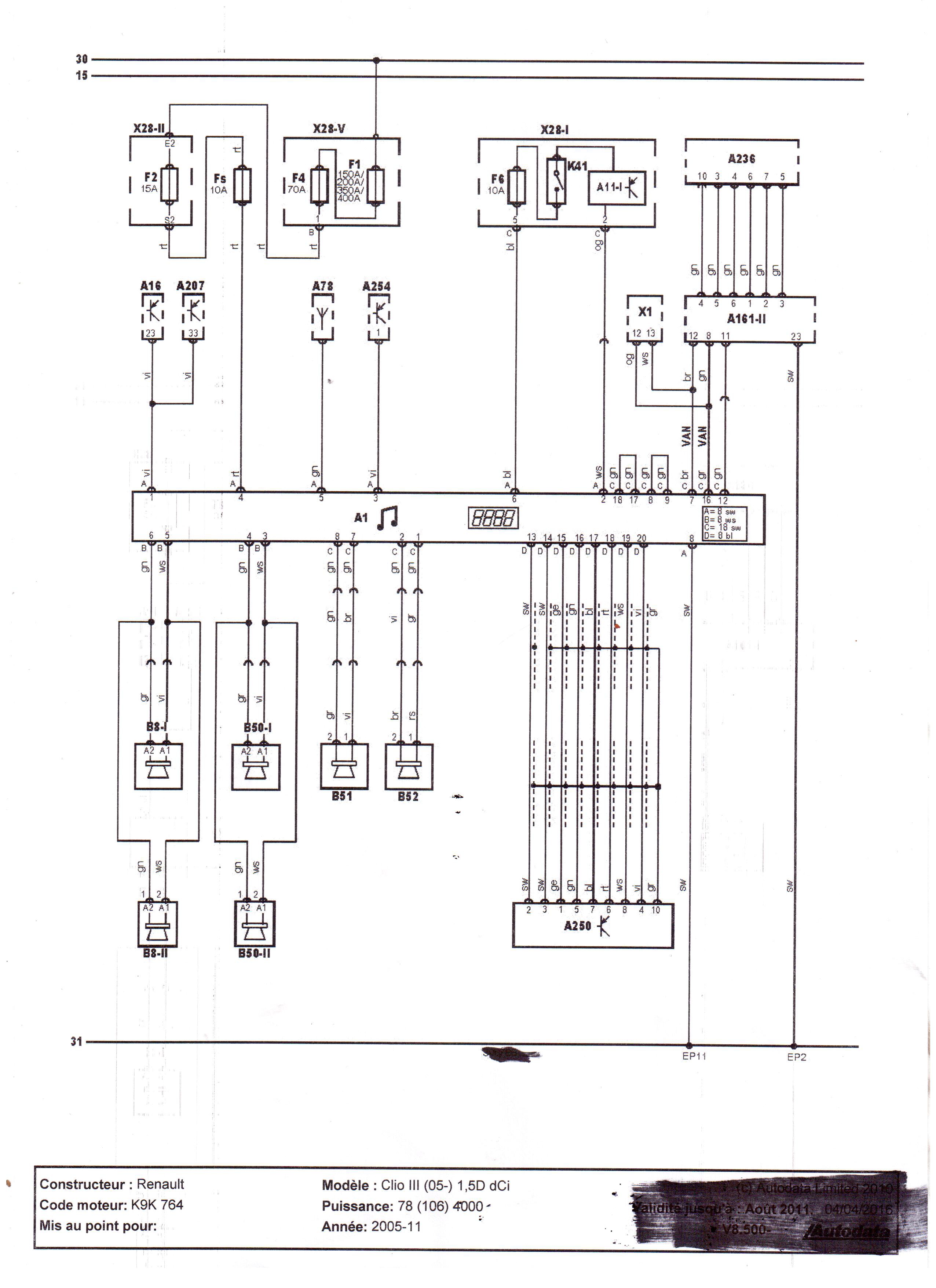 Schema electrique essuie glace clio 1