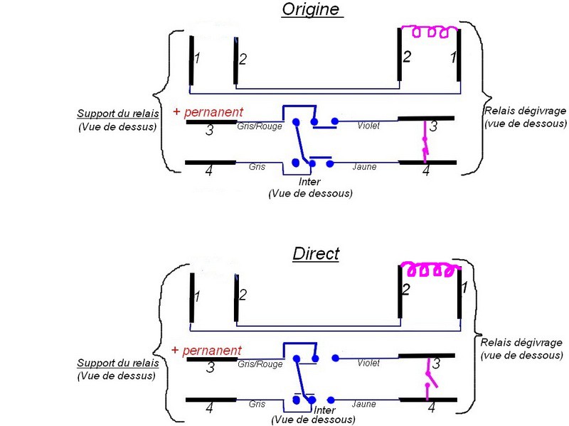 Schema electrique degivrage lunette ar
