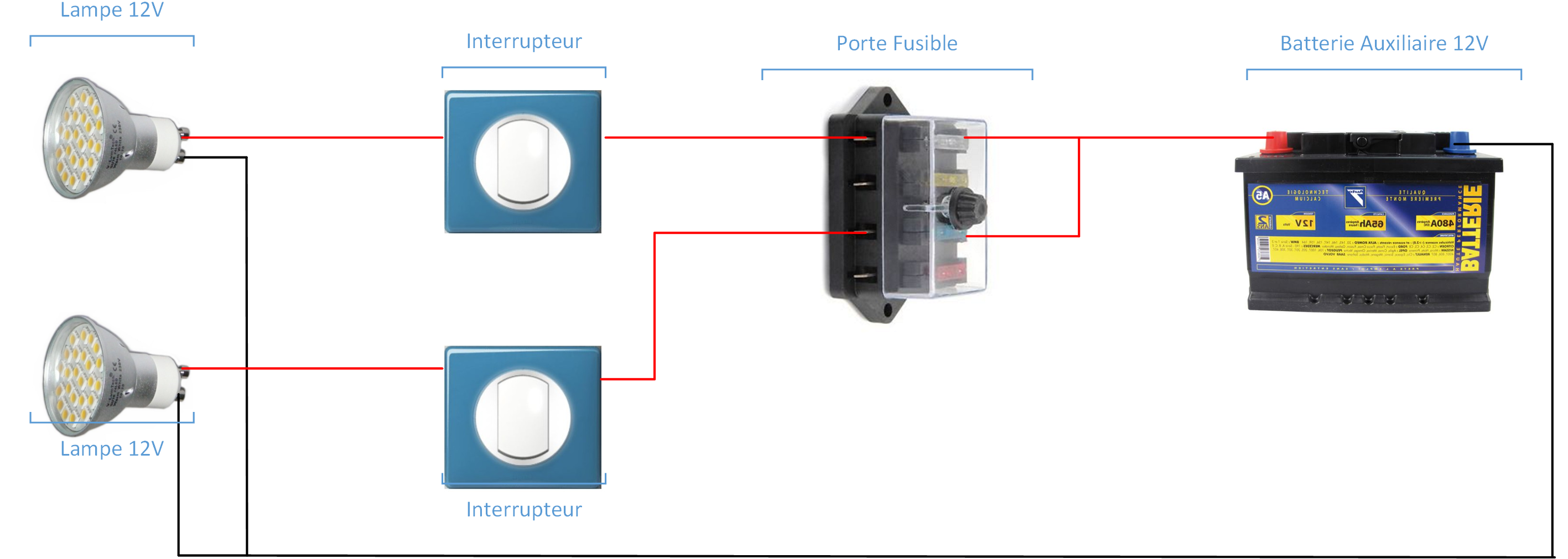 Schema electrique interrupteur plusieurs lampes