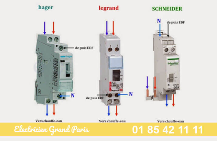 Schéma électrique d'un contacteur chauffe eau