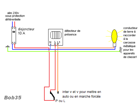 Schema electrique pour detecteur de mouvement