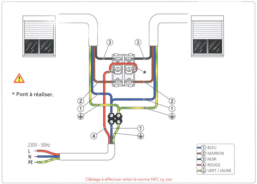 Schema electrique branchement volet roulant