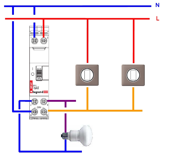 Schema electrique va et vient telerupteur