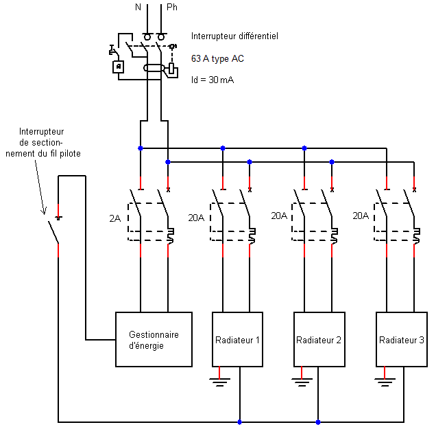 Schema electrique pour convecteur