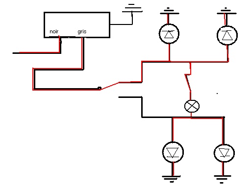 Schema electrique de branchement de longue portée avec les phares