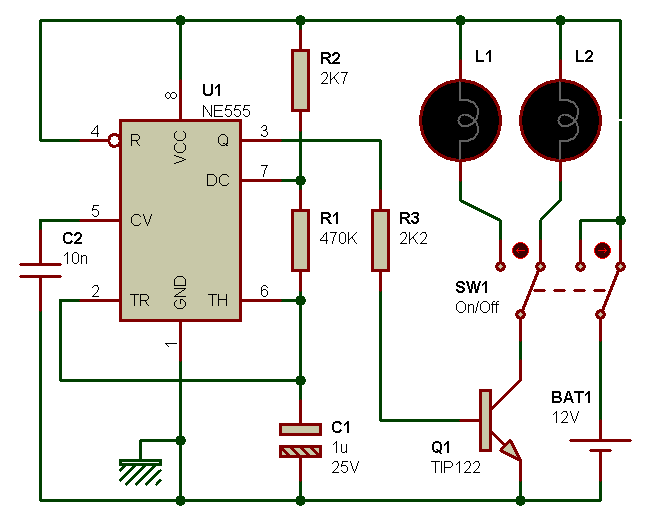 Schéma électrique clignotants en 12 volts
