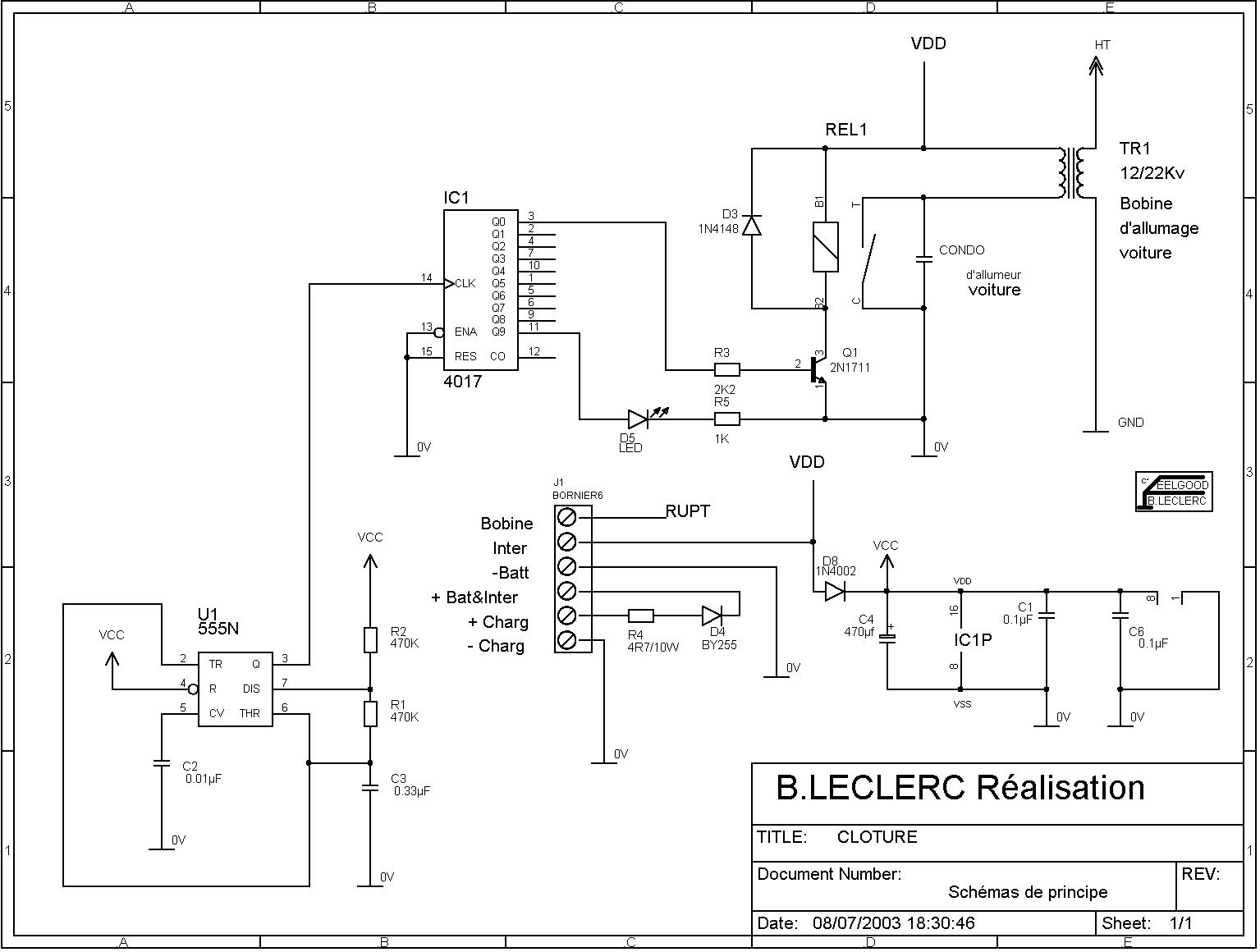 Cloture électrique schéma
