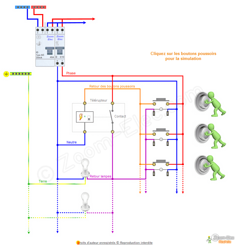 Schema electrique pour interrupteur avec voyant