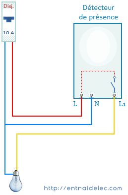 Schema electrique detecteur de mouvement avec contacteur