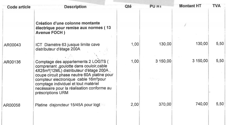 Cout mise au norme tableau electrique