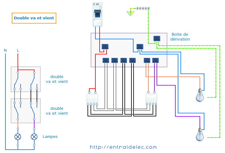 Schéma électrique double va-et-vient