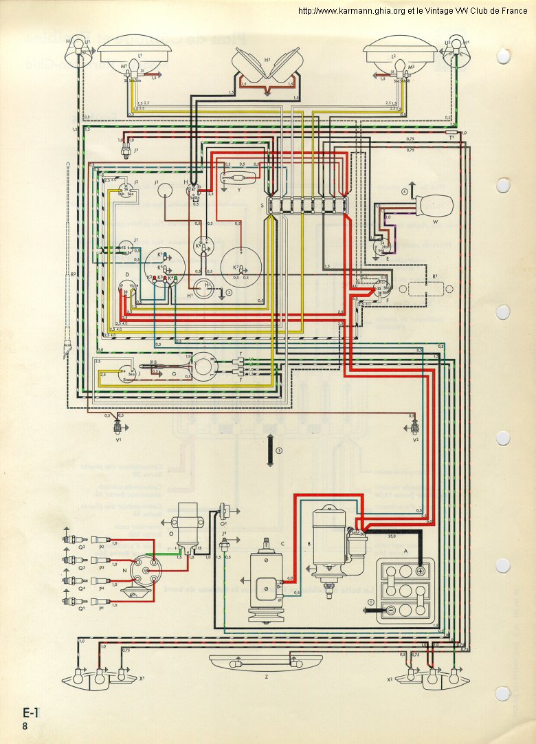 Schema electrique coccinelle 1200 1964