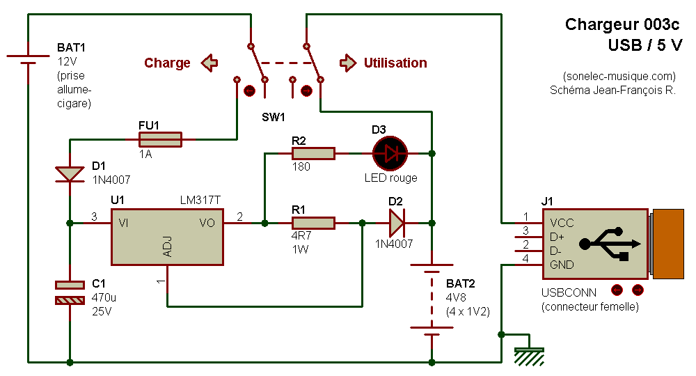 Schema electrique chargeur smartphone