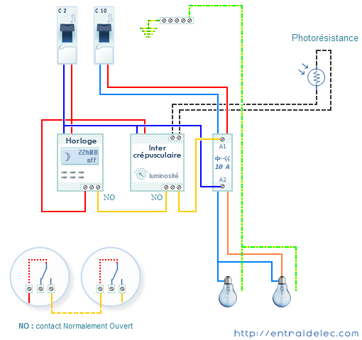 Schéma électrique interrupteur crépusculaire