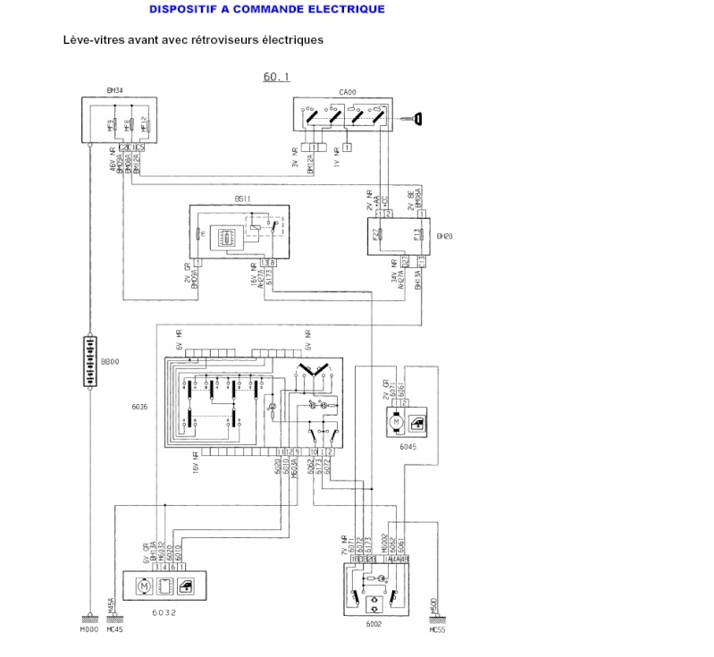Schema electrique vitre 206