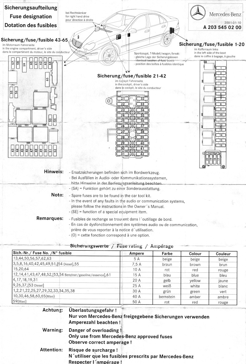 Schema electrique mercedes classe c w203