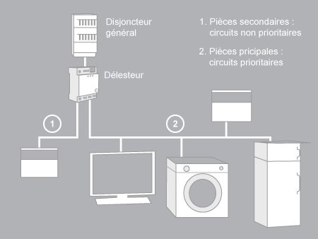 Schema tableau electrique avec delesteur