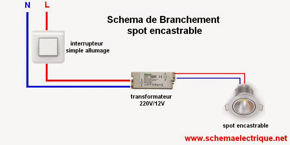 Schema electrique spot encastrable 12v avec va et vient