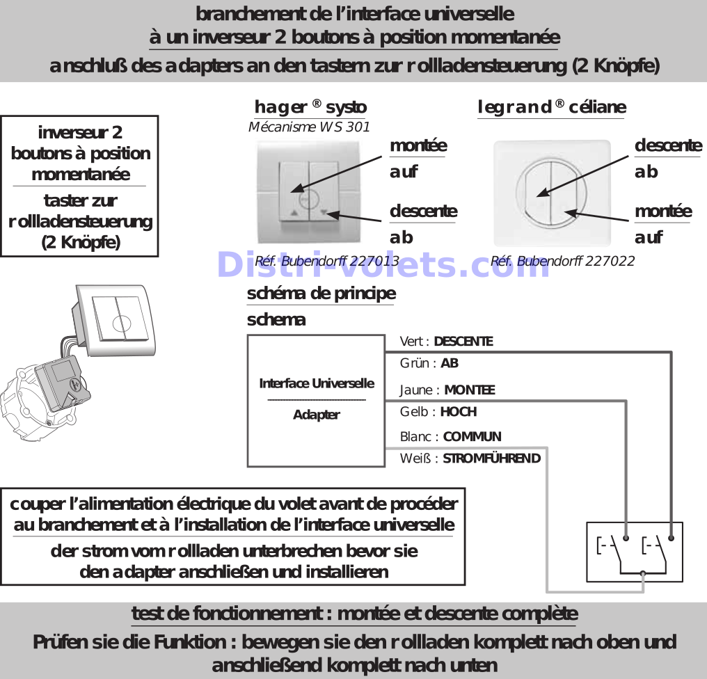 Schema electrique volet bubendorff