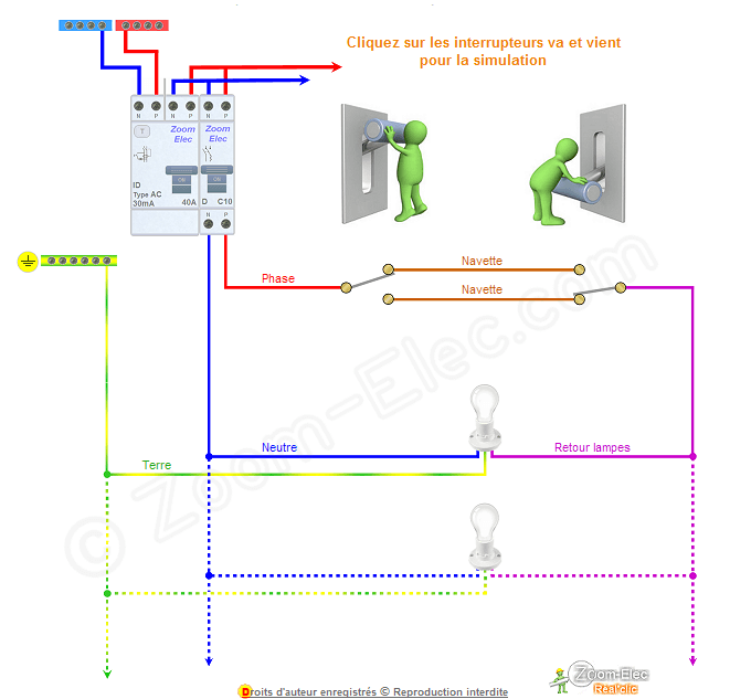 Schema electrique va et vient bouton poussoir