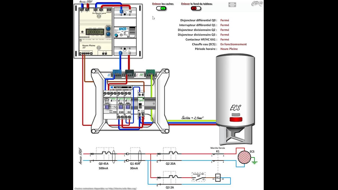 Schema electrique chauffe eau avec contacteur