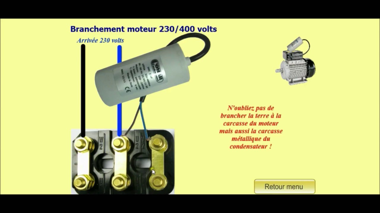 Schéma branchement moteur électrique monophasé