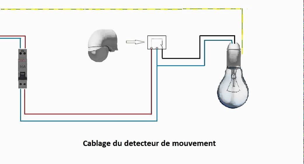 Schema electrique pour eclairage exterieur avec detecteur