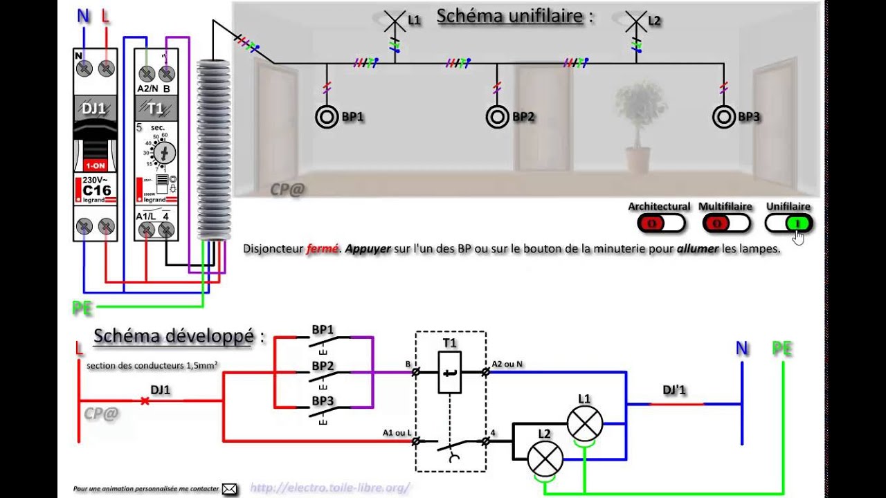 Schema electrique d'une minuterie legrand