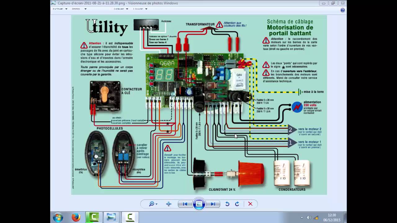 Schema electrique moteur de portail