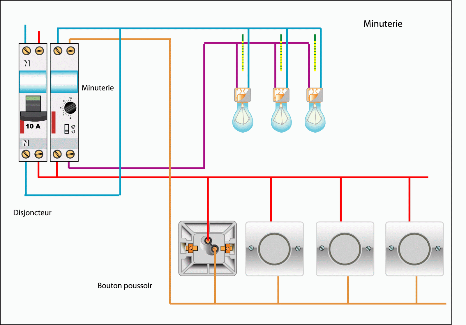 Schema electrique interrupteur temporisé
