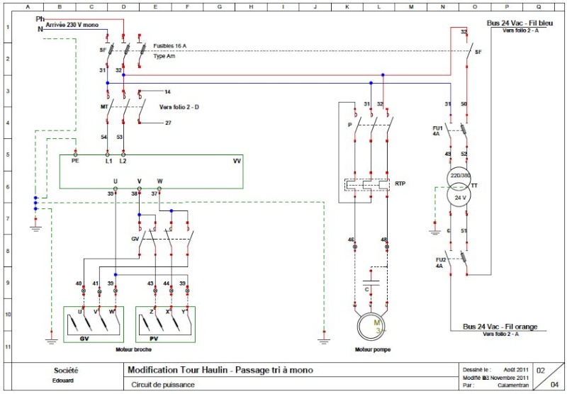Schema electrique d'une perceuse a colonne