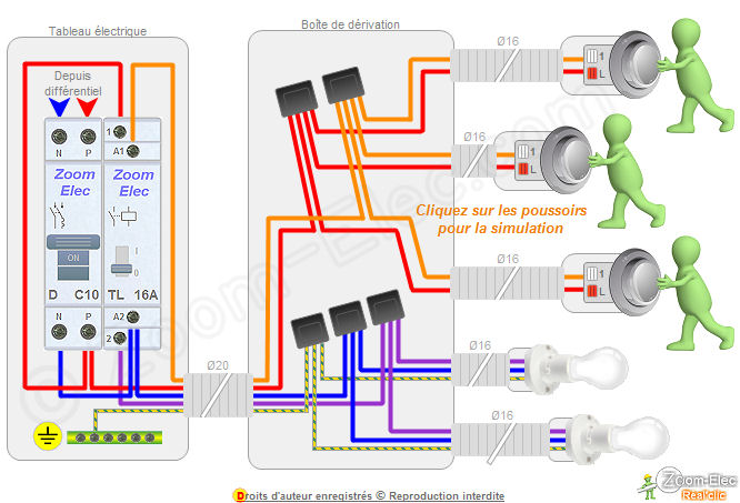 Schema electrique simple allumage avec boite de derivation